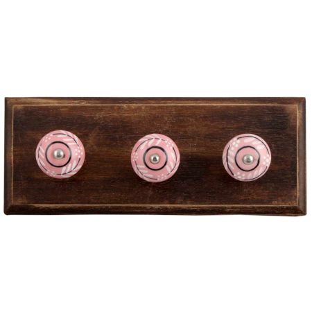 White Leaf Ceramic Wooden Hooks